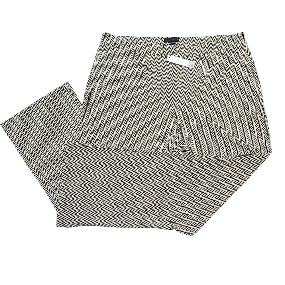 NWT Sanctuary 3X Black Tan Chevron Flare Knit Pants Side Zip Plus Size 3X